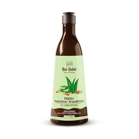 Nat Habit Aloe Peanut Navdha Shampoo Amla Reetha Shikakai for Dry Hair| 250ml