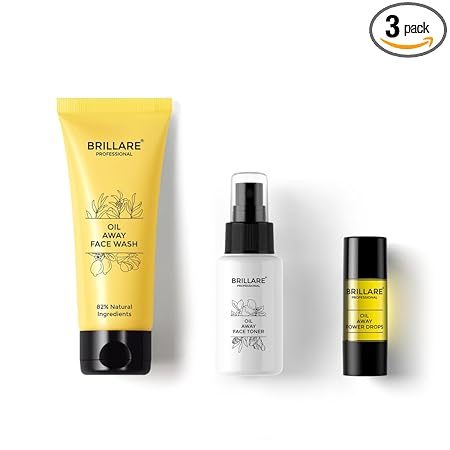 Brillare Oil Away Natural Face Wash, Toner and Face Serum Combo With Hemp Oil