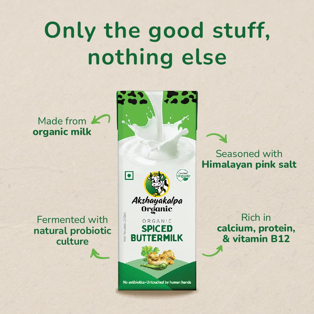 Akshayakalpa Organic Buttermilk Spiced - Pack Of 16 (200 Ml) No Added Preservatives - Image 6