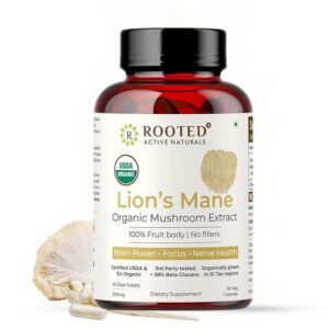 ROOTED USDA Organic Lions Mane Mushroom Extract Capsules