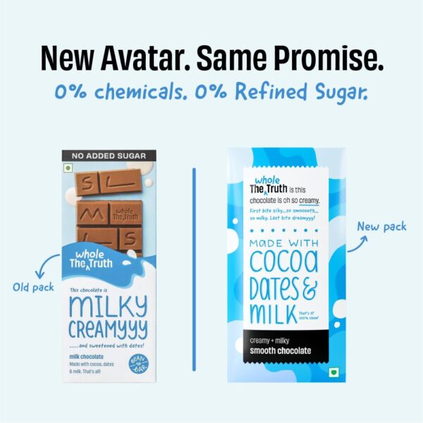 The Whole Truth Creamy Smooth Chocolate Sweetened With Dates - Pack of 6 x 50g - Image 5