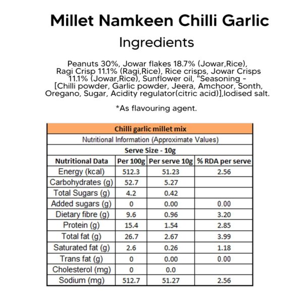 Eat Better Co – Millet Namkeen – Chilli Garlic – Chatpata, Healthy Namkeen Snacks - Image 2
