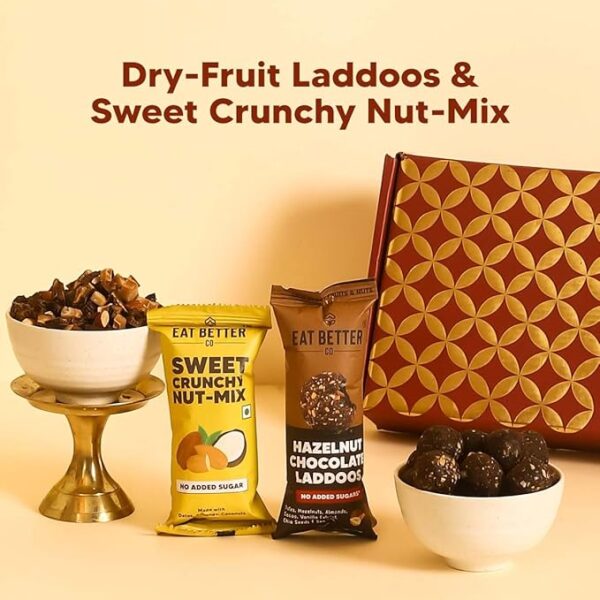 Eat Better Co - Dry-Fruits Gift Hamper – 5 Item Gift Set | Hazelnut Chocolate Laddoos - Image 5