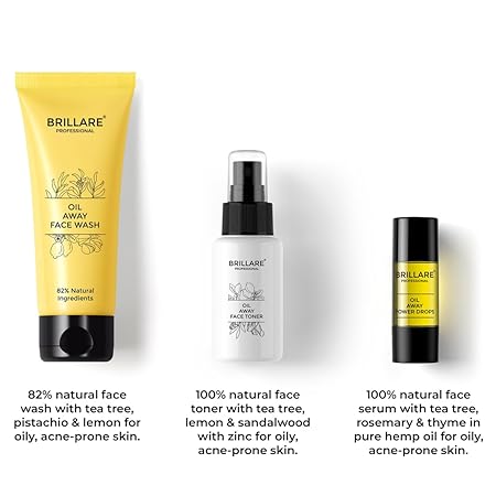 Brillare Oil Away Natural Face Wash, Toner and Face Serum Combo With Hemp Oil - Image 2