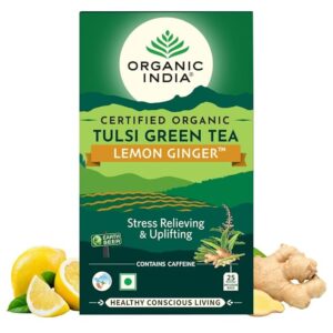 Organic India Tulsi Green Tea Lemon Ginger 25 TB Flavour : Lemon , Ginger and Tulsi