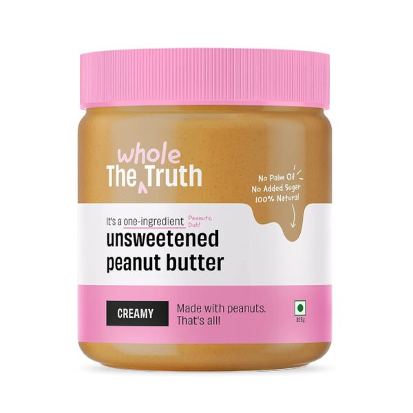 The Whole Truth - Unsweetened Peanut Butter | 325g | Creamy | No Added Sugar