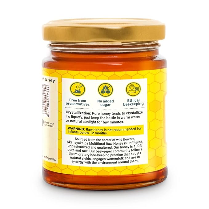 Akshayakalpa Multifloral Raw Honey 250 gms - Image 2