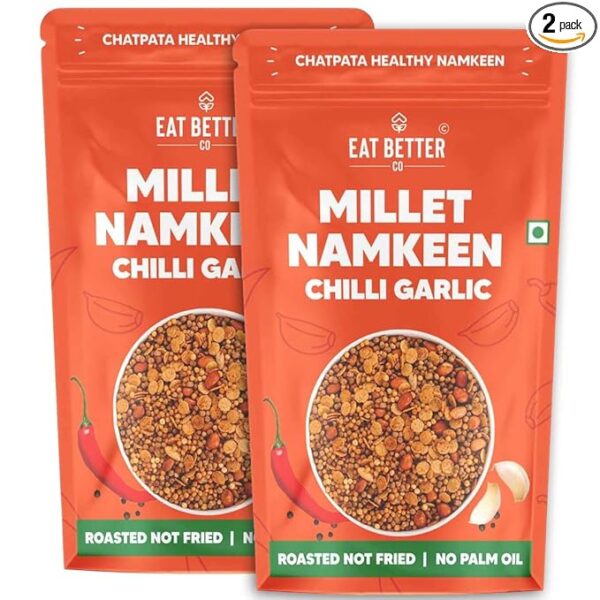 Eat Better Co – Millet Namkeen – Chilli Garlic – Chatpata, Healthy Namkeen Snacks