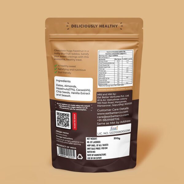 EAT BETTER CO - Hazelnut & Chocolate - Dates & Dry-Fruits Laddoos - Pack of 20 - Image 2