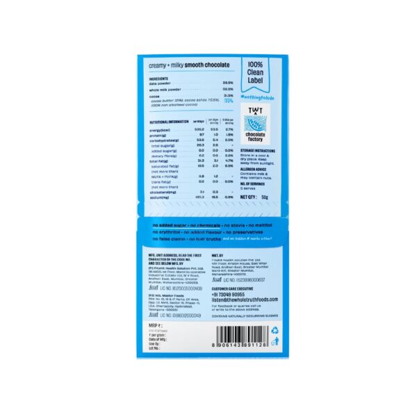 The Whole Truth Creamy Smooth Chocolate Sweetened With Dates - Pack of 6 x 50g - Image 4