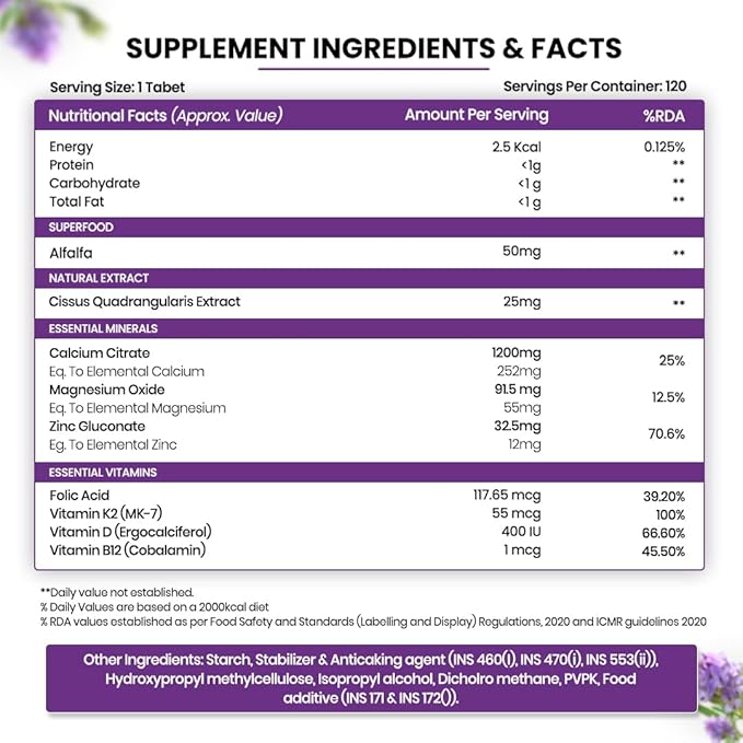 Vlado’s Himalayan Organics Alfalfa Calcium Citrate Malate - Image 2