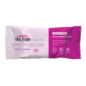The Whole Truth - Energy Bars | Cocoa Cranberry Fudge | Pack of 6 x 40g