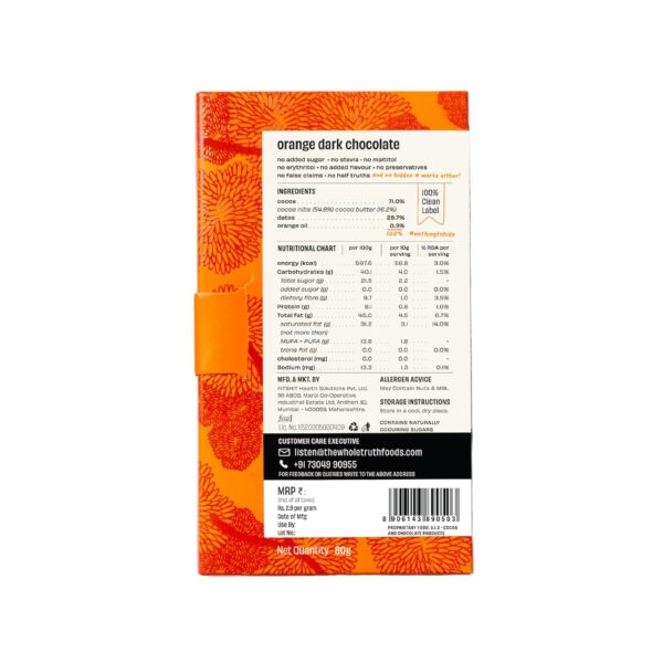 The Whole Truth Dark Chocolate - Orange | Pack Of 3 X 80 gram - Image 6