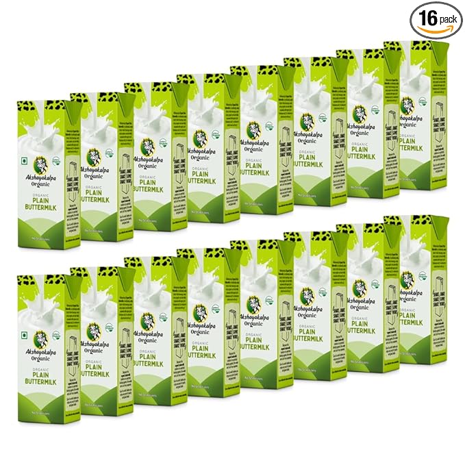 Akshayakalpa Organic Buttermilk Plain (Pack Of 16 (200 Ml)),Liquid