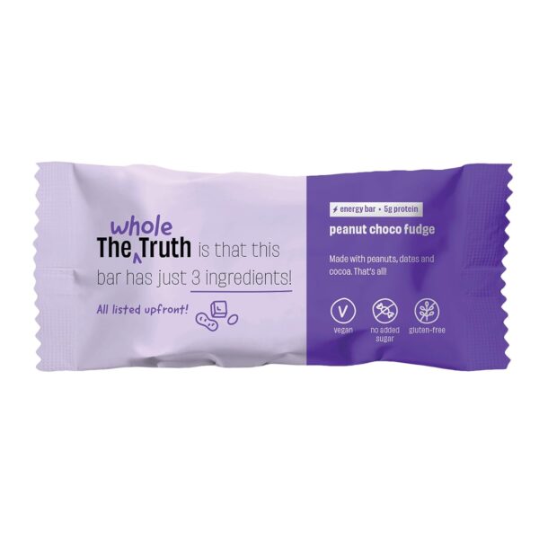 The Whole Truth - Energy Bars | Peanut Choco Fudge | Pack of 6 x 40g