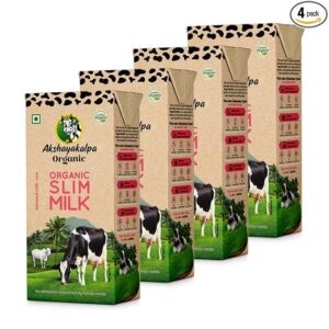 Akshayakalpa Organic Slim Milk (Uht) Pack Of 4 (1 Ltr)