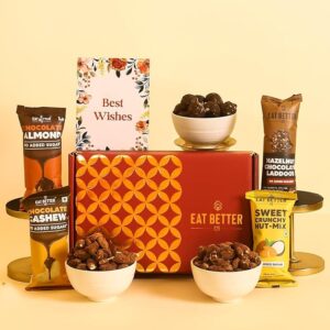 Eat Better Co - Dry-Fruits Gift Hamper – 5 Item Gift Set | Hazelnut Chocolate Laddoos