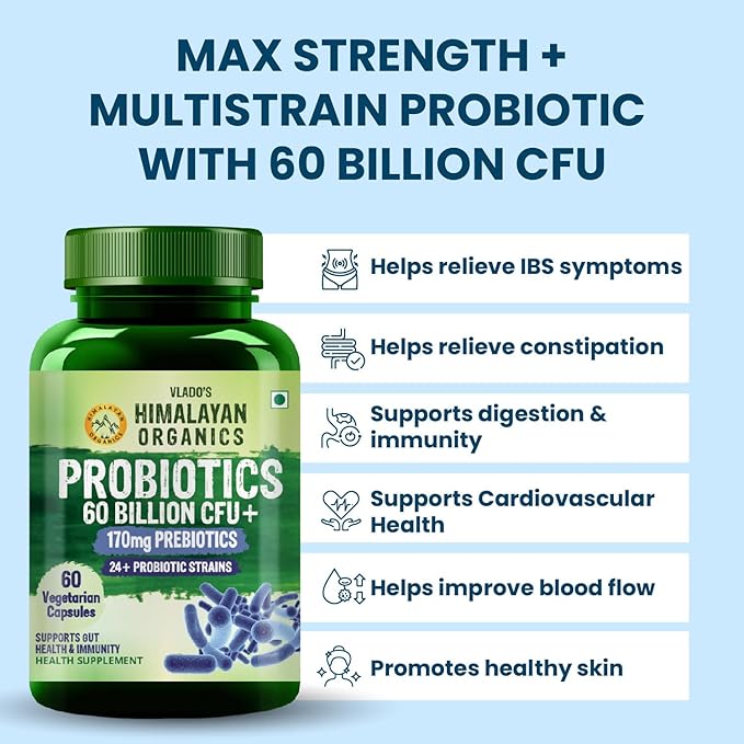 Vlado's Himalayan Organics Probiotics Supplement 60 Billion CFU+ Gut Health Supplements with Prebiotic - Image 4