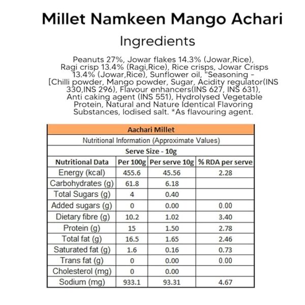Eat Better Co – Millet Namkeen – Mango Achari – Chatpata, - Image 2