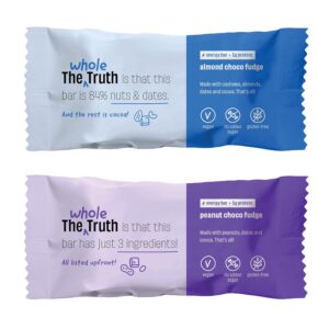 The Whole Truth - Energy Bars | Nuts For You (4 Peanut Choco Fudge, 2 Almond Choco Fudge)