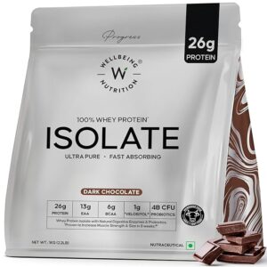 Wellbeing Nutrition Whey Protein Isolate 1kg Dark Chocolate | 26g Protein