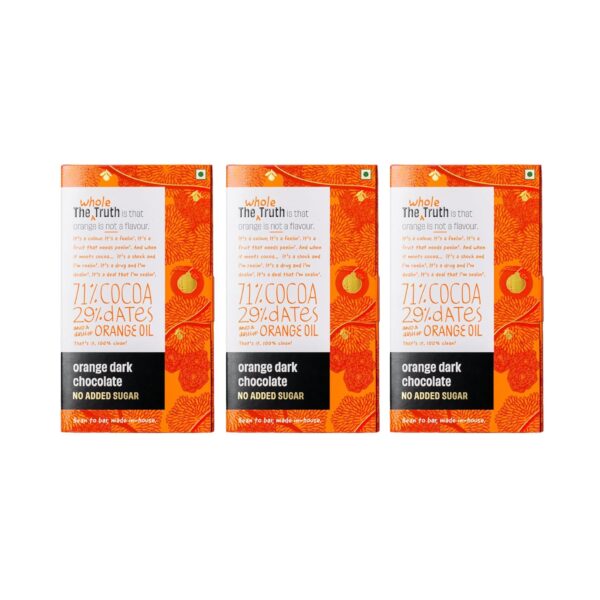 The Whole Truth Dark Chocolate - Orange | Pack Of 3 X 80 gram