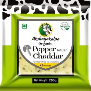 Akshayakalpa Organic Artisan Pepper Cheddar, 200g