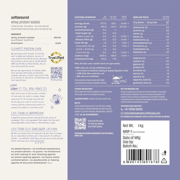 The Whole Truth Whey Protein Isolate Unflavoured - Image 5